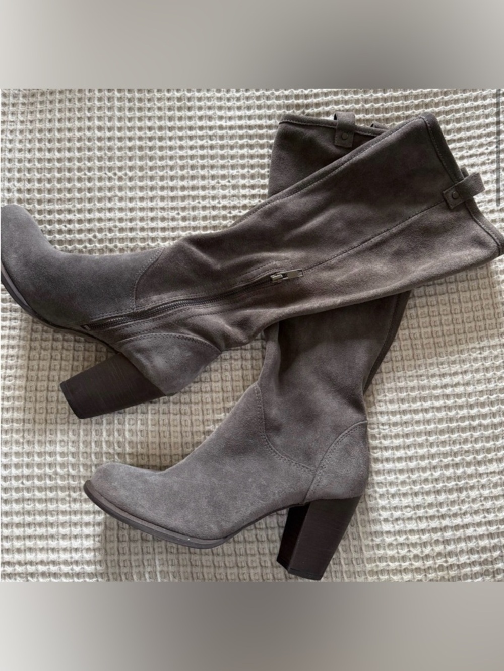 UGG Ava Gray Suede Over-the-Knee Block Heel Boots